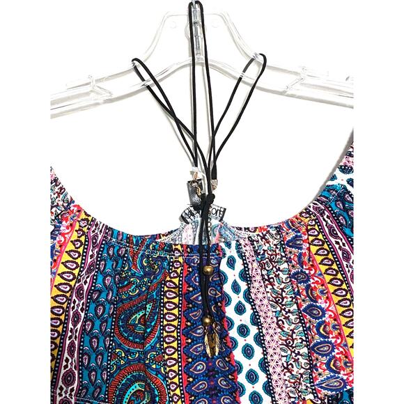 Kristin Nicole Off The Shoulder Ruffle Top Blouse XL Paisley Hippie Boho Artsy - Picture 3 of 10